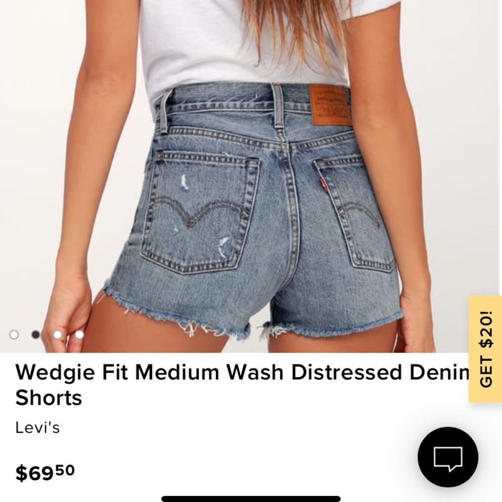 Levi’s wedgie fit medium wash distressed shorts